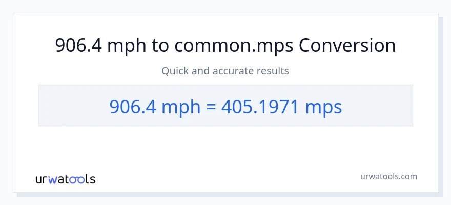 906.4 milya kada oras patungong Meters Per Second na conversion