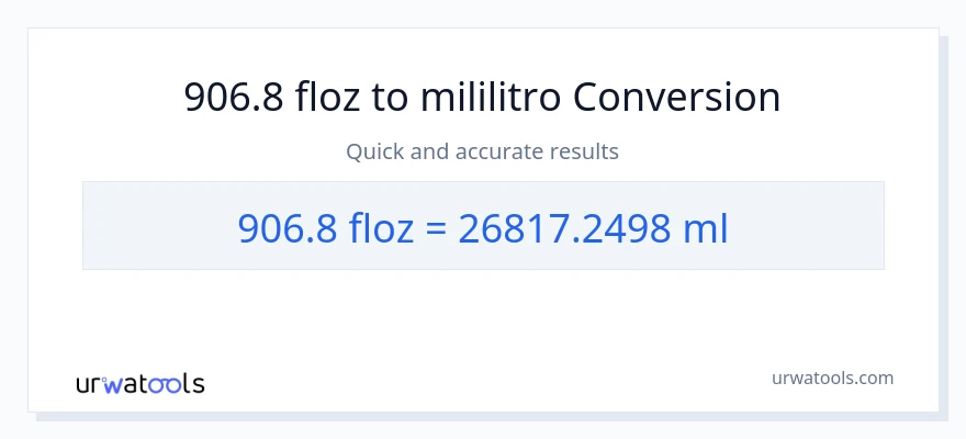906.8 mga onsa ng likido patungong mga mililitro na conversion