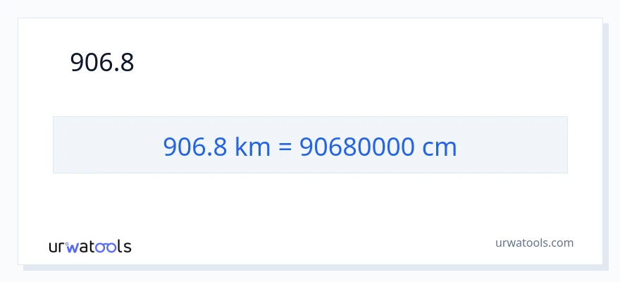906.8 കിലോമീറ്റർ ൽ നിന്ന് സെന്റീമീറ്ററുകൾ ലേക്ക് പരിവർത്തനം