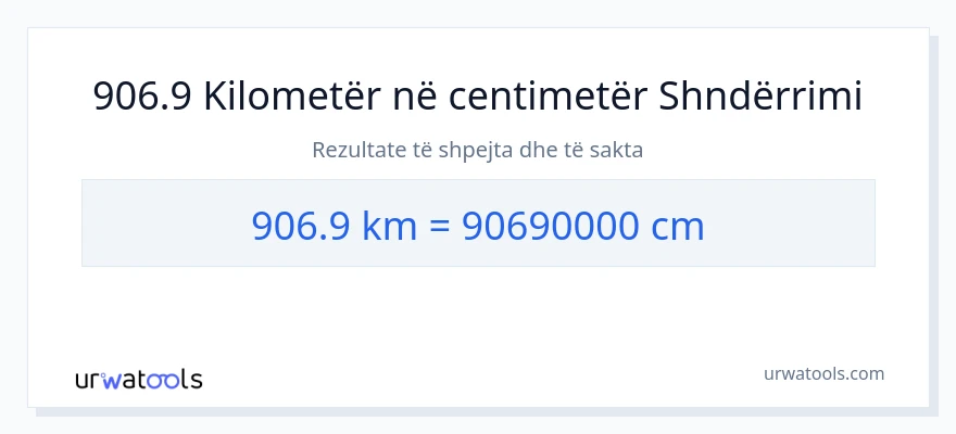 Konvertimi 906.9 kilometra në Centimetra