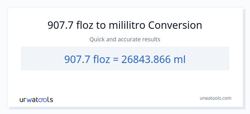 907.7 mga onsa ng likido patungong mga mililitro na conversion