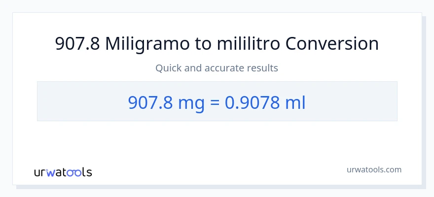 907.8 miligramo patungong mga mililitro na conversion