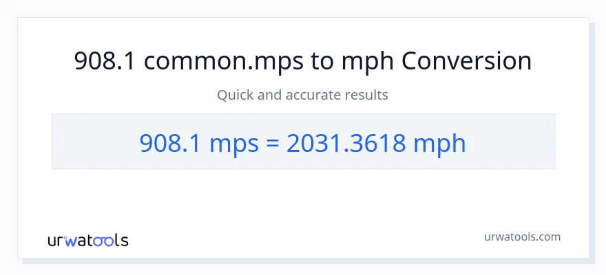 908.1 Meters Per Second patungong milya kada oras na conversion