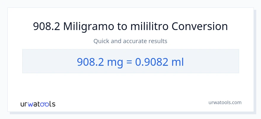 908.2 miligramo patungong mga mililitro na conversion