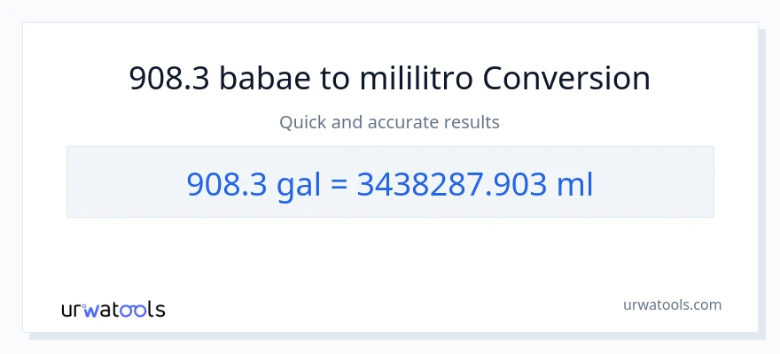 908.3 Mga galon patungong mga mililitro na conversion