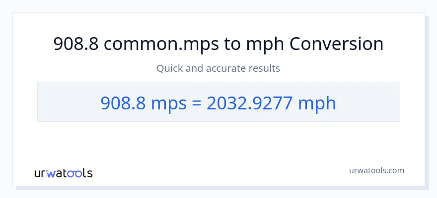 908.8 Meters Per Second patungong milya kada oras na conversion