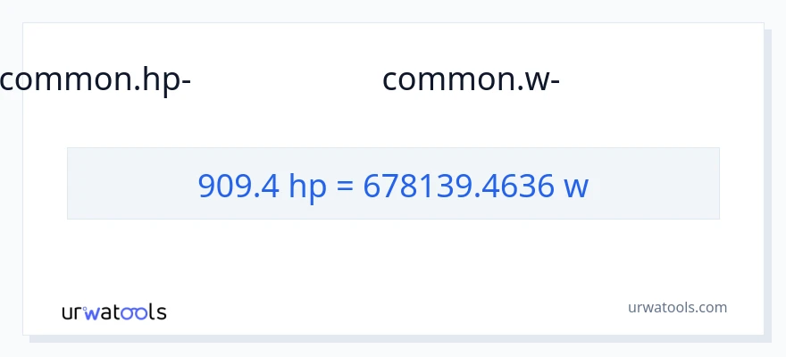 909.4 കുതിരശക്തി ൽ നിന്ന് വാട്ട്സ് ലേക്ക് പരിവർത്തനം