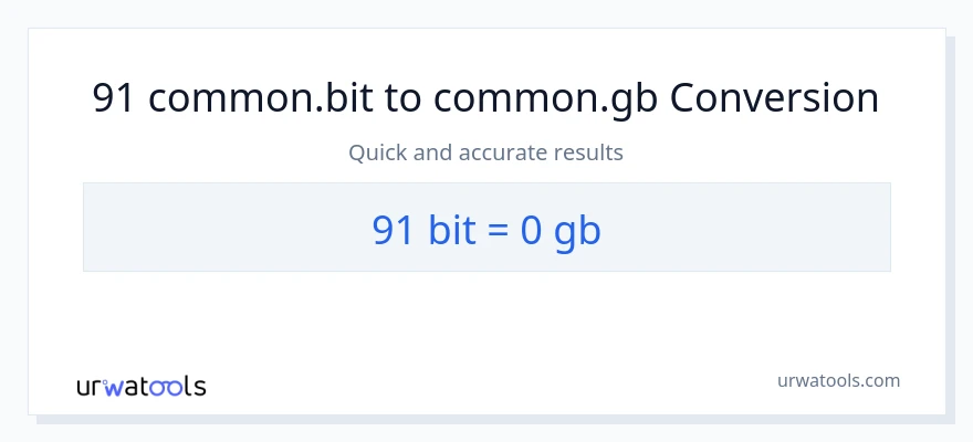 91 Bits patungong Gigabytes na conversion