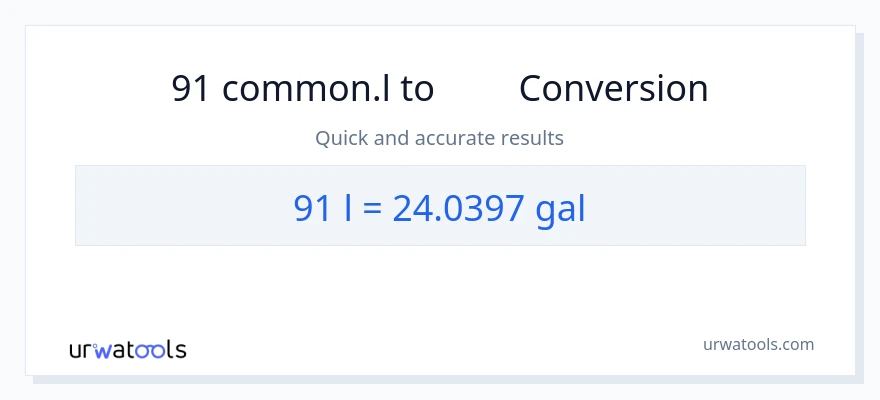 91 Liters ൽ നിന്ന് ഗാലൺസ് ലേക്ക് പരിവർത്തനം