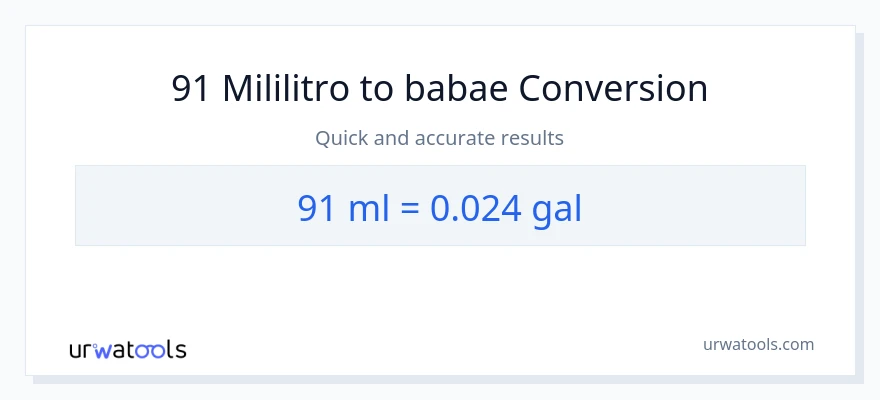 91 mga mililitro patungong Mga galon na conversion