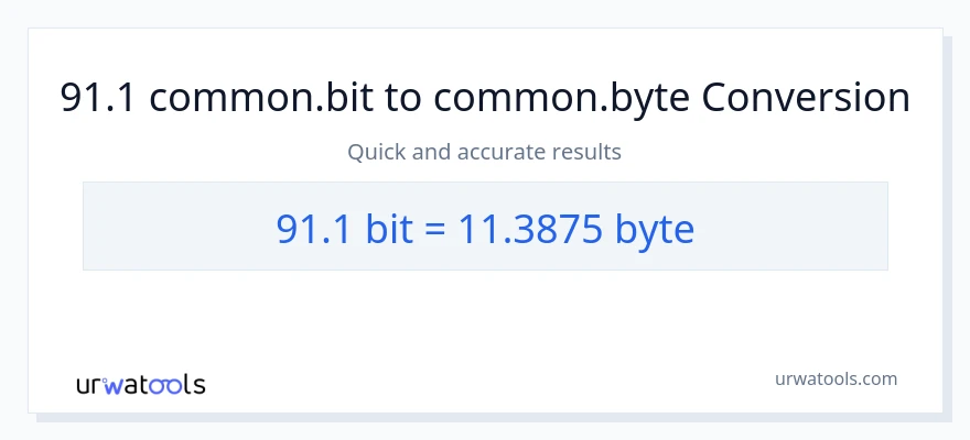 91.1 Bits patungong Bytes na conversion