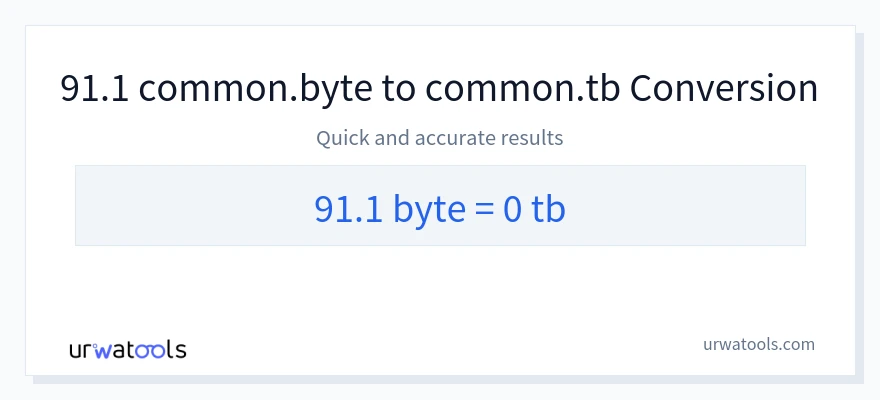 91.1 Bytes 到 Terabytes 轉換