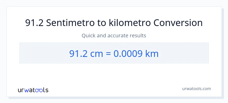 91.2 Mga Sentimetro patungong Kilometro na conversion