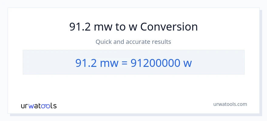 Conversió de 91.2 megawatts a watts