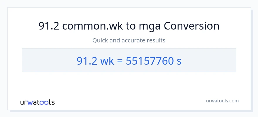 91.2 Mga Linggo patungong Segundo na conversion