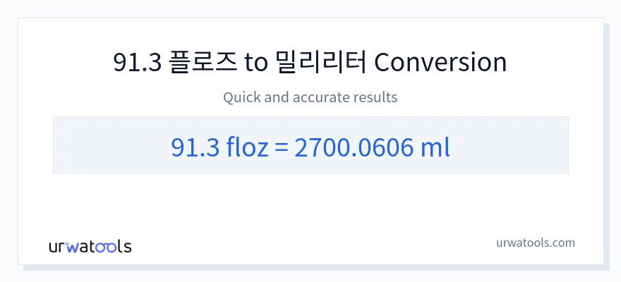 91.3 액량 온스에서 밀리리터으로의 변환