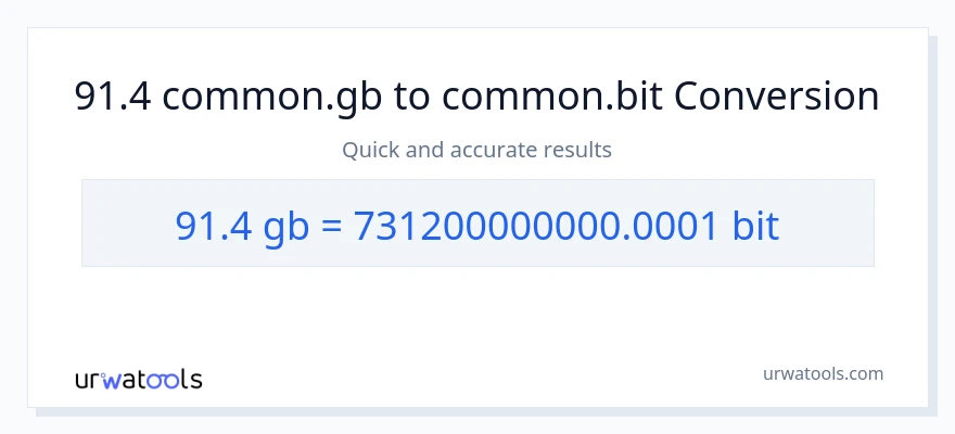 91.4 Gigabytes patungong Bits na conversion