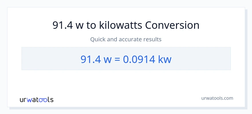 Conversió de 91.4 watts a quilowatts