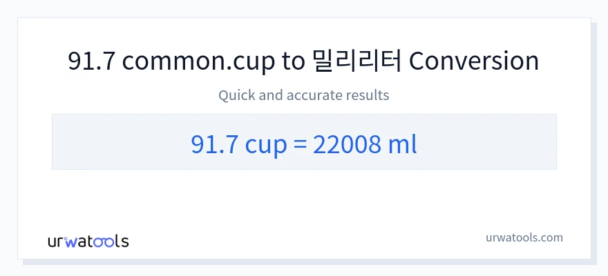 91.7 컵에서 밀리리터으로의 변환