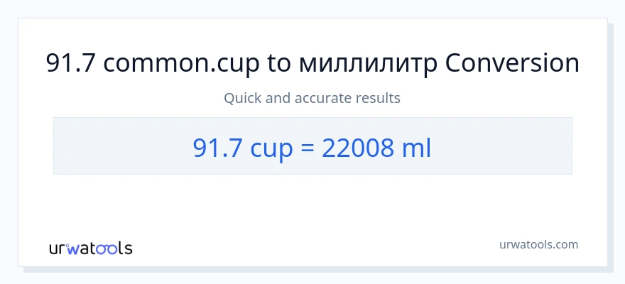 91.7 чашки в миллилитры преобразование