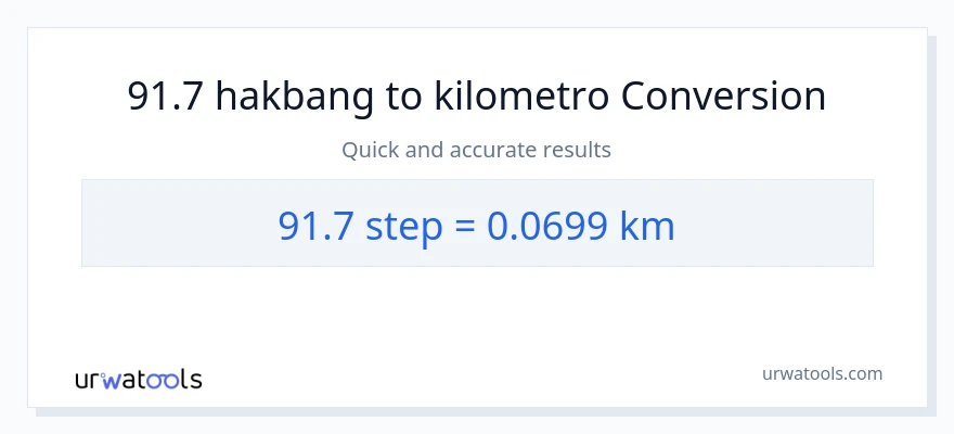 91.7 mga hakbang patungong Kilometro na conversion