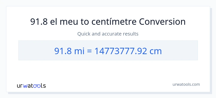 Conversió de 91.8 milles a Centímetres