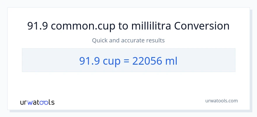 91.9 kupit - millilitraa muunnos