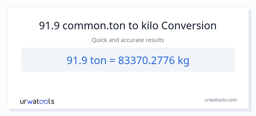 91.9 Tons patungong kilo na conversion