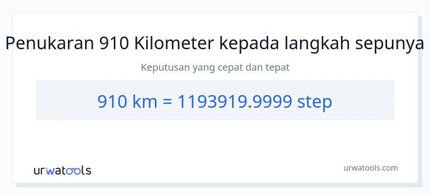 910 Kilometers to steps conversion