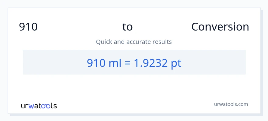 910 മില്ലിലിറ്റർ ൽ നിന്ന് Pints ലേക്ക് പരിവർത്തനം