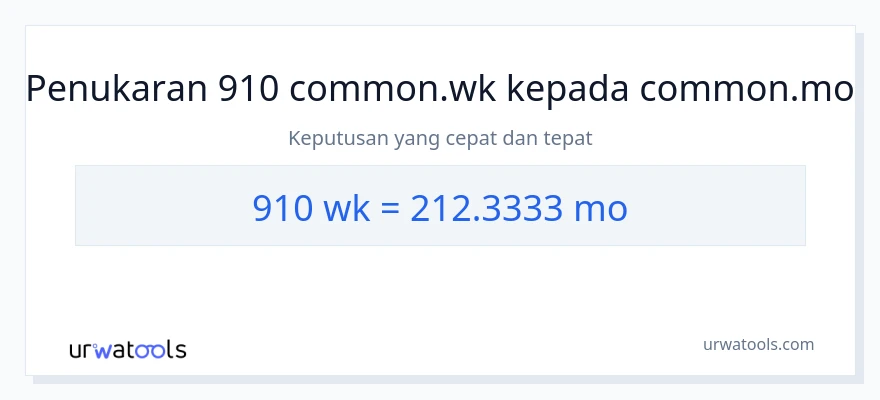910 Weeks to Bulan conversion