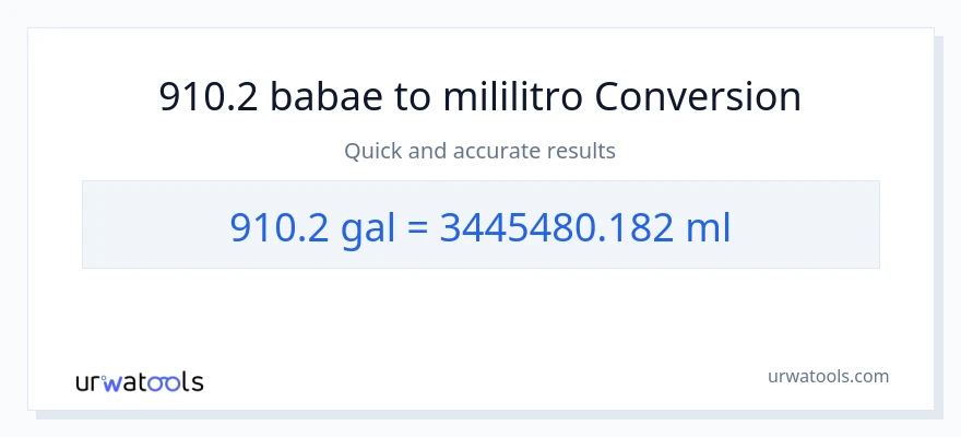 910.2 Mga galon patungong mga mililitro na conversion