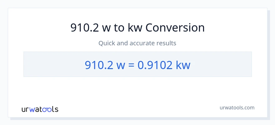 910.2 watts patungong kilowatts na conversion