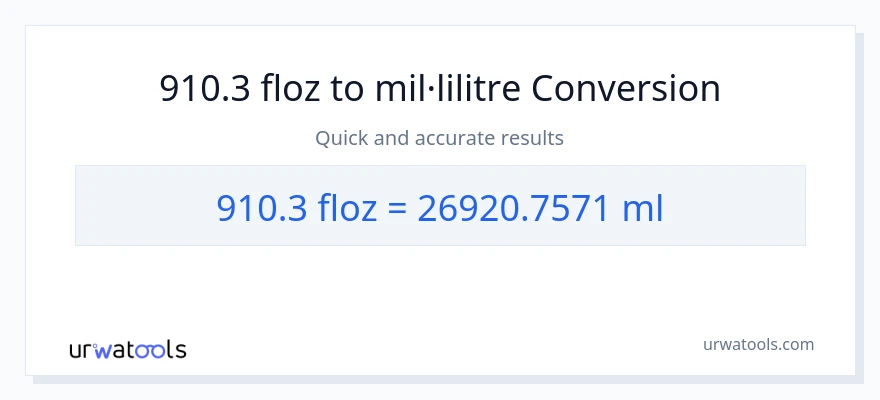 Conversió de 910.3 unces fluides a mil·lilitres