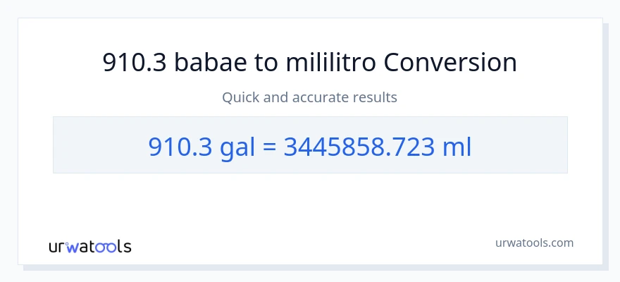 910.3 Mga galon patungong mga mililitro na conversion