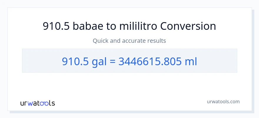 910.5 Mga galon patungong mga mililitro na conversion