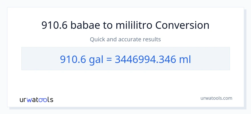 910.6 Mga galon patungong mga mililitro na conversion