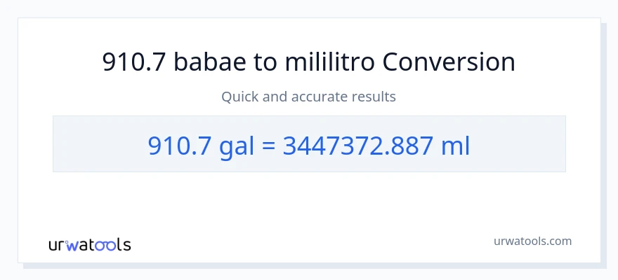 910.7 Mga galon patungong mga mililitro na conversion