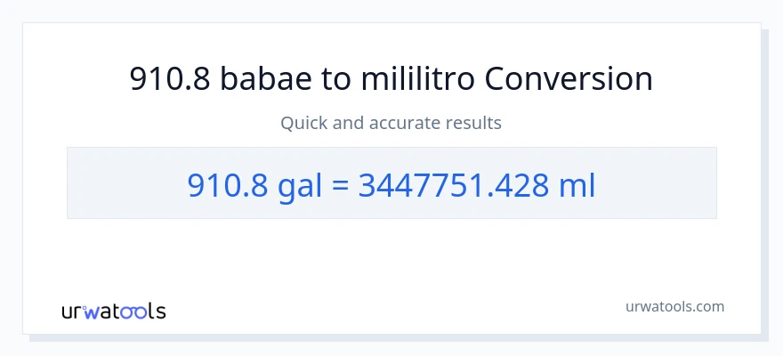 910.8 Mga galon patungong mga mililitro na conversion