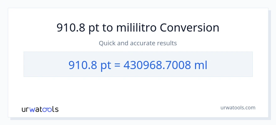 910.8 Pints patungong mga mililitro na conversion