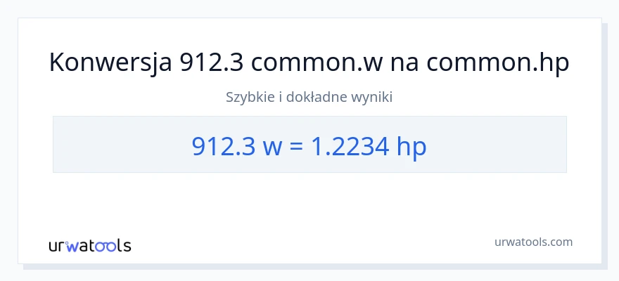 Konwersja 912.3 watów do moc w koniach mechanicznych