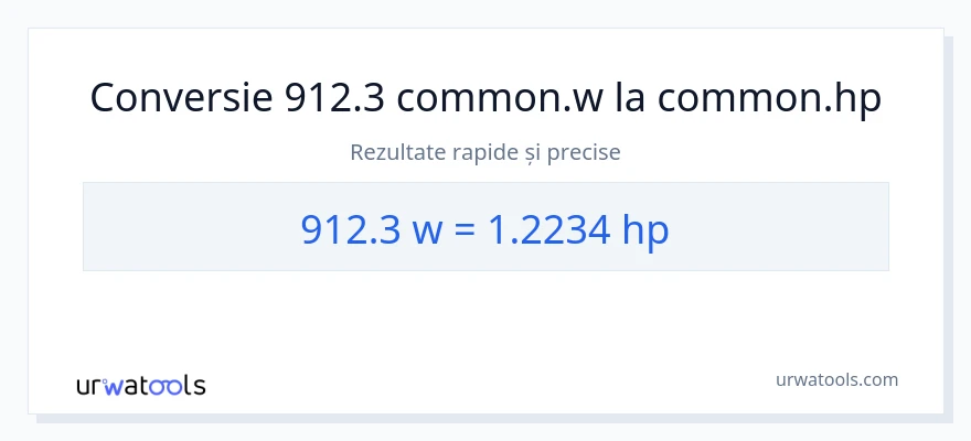Conversie 912.3 wați la cai putere