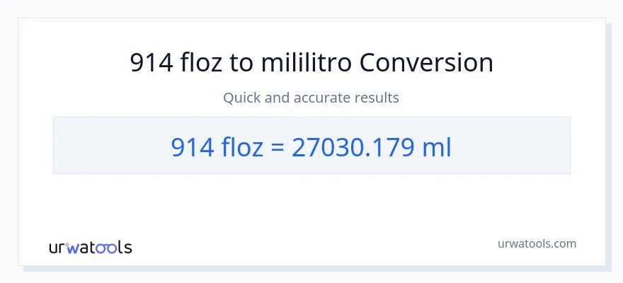 914 mga onsa ng likido patungong mga mililitro na conversion