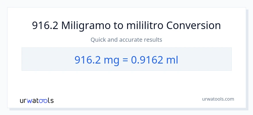 916.2 miligramo patungong mga mililitro na conversion