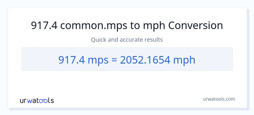 917.4 Meters Per Second patungong milya kada oras na conversion
