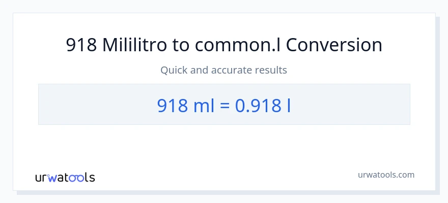 918 mga mililitro patungong Liters na conversion