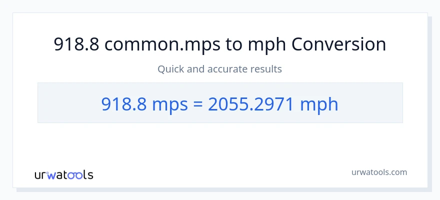 918.8 Meters Per Second patungong milya kada oras na conversion