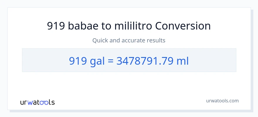 919 Mga galon patungong mga mililitro na conversion
