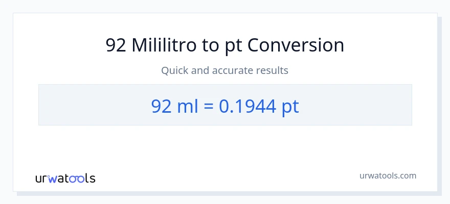 92 mga mililitro patungong Pints na conversion