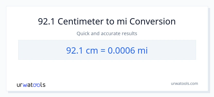 92.1 Centimeter til miles konvertering